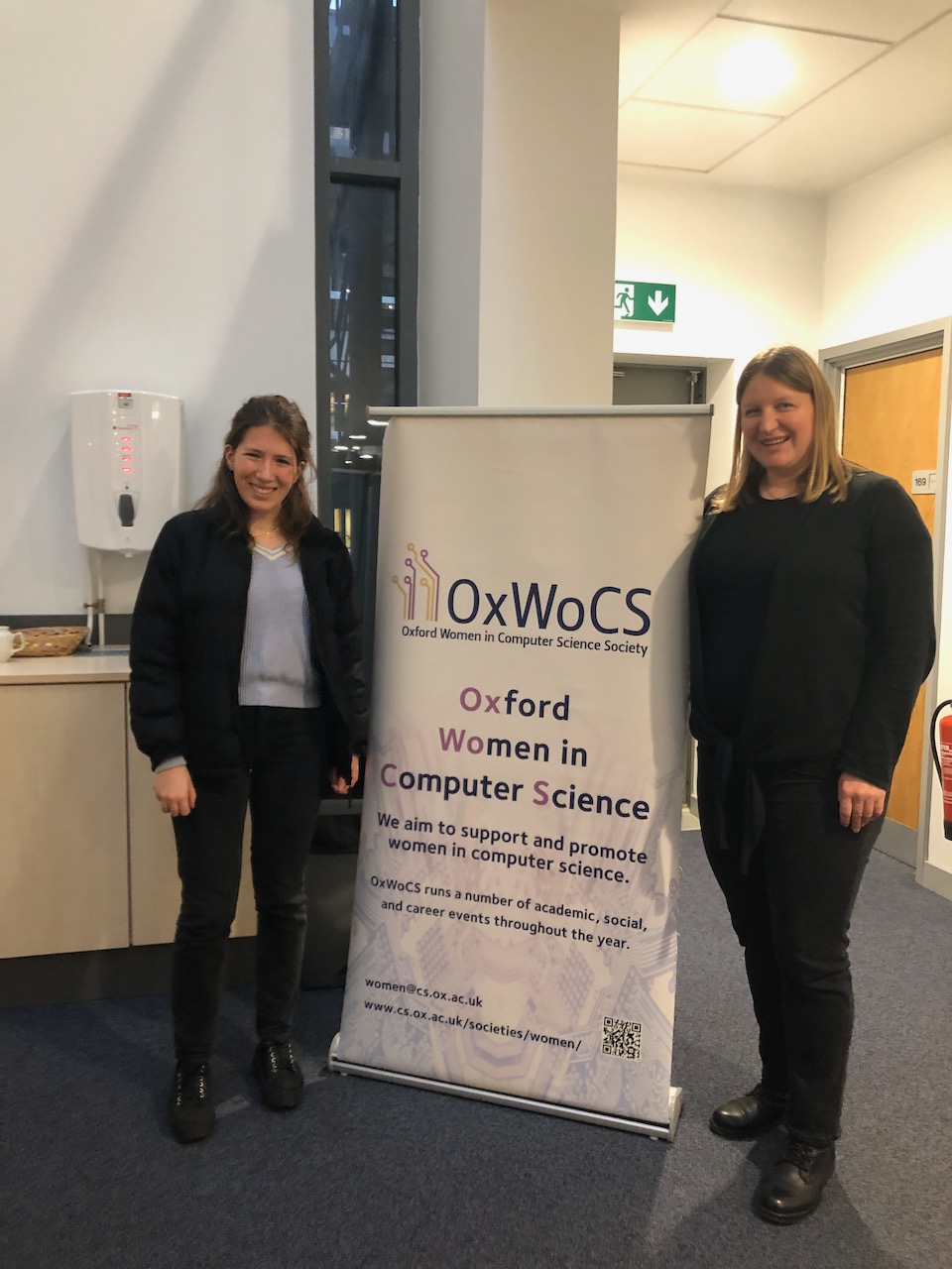 Jasmine Rienecker of OxWoCS, one of the Co-Organisers of the Distinguished Speakers Seminar Series, and Julia Neidhardt. Jasmine Rienecker of OxWoCS, one of the Co-Organisers of the Distinguished Speakers Seminar Series, and Julia Neidhardt.